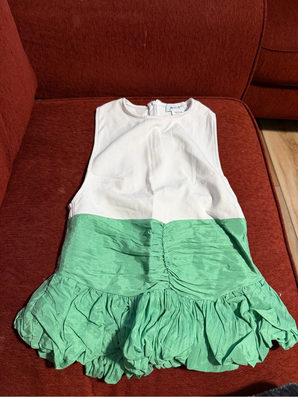 The Line by K ARDEN
White Green Two Tone Peplum Top - Picture 5 of 7
